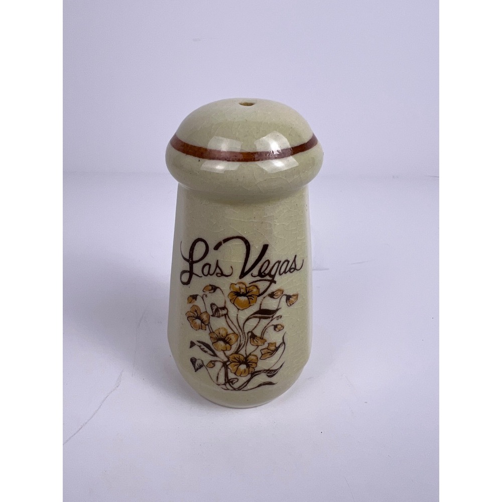 Vintage 70s Hand Painted Las Vegas‎ Salt/Pepper Shaker Stoneware